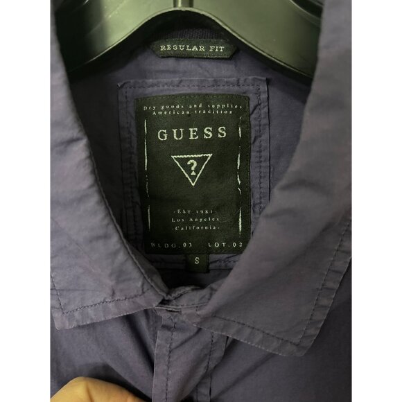 Guess Mens Navy Blue Button-Down Long-Sleeve Shirt S Regular Fit - Picture 4 of 5